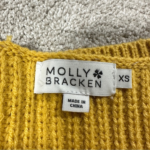 Molly Bracken Women’s Cable Knit Sweater Longsleeve Boat Neck Boho in Yellow XS - Picture 8 of 11